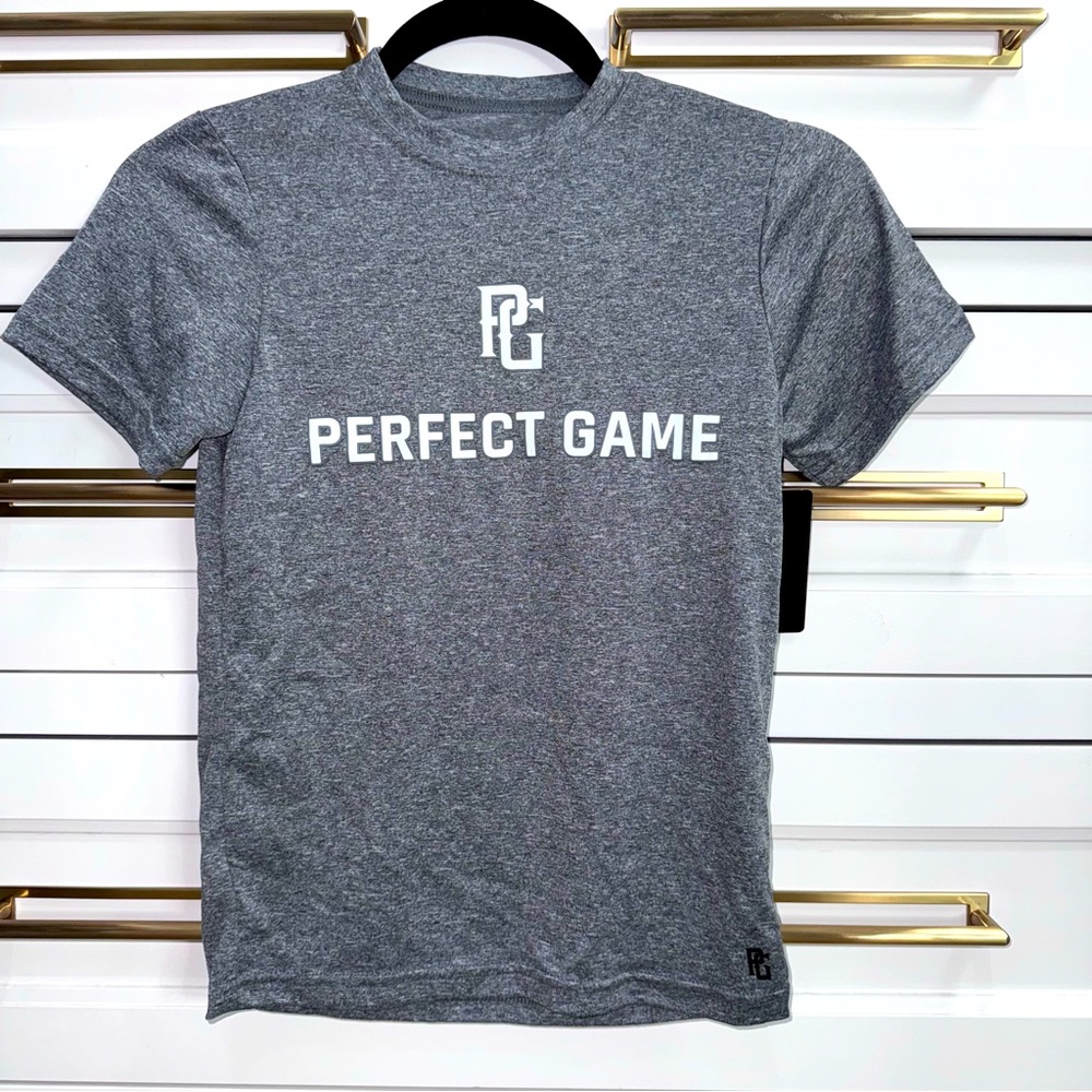 New PG Player Short Sleeve Tee Boys Small GRAPHITE HEATHER/GRAPHITE HEATHER